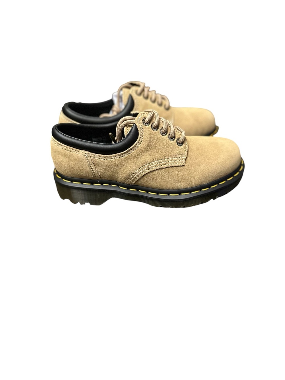 Dr. Martens Beige Suede Lace-Up Oxfords with Black Collar